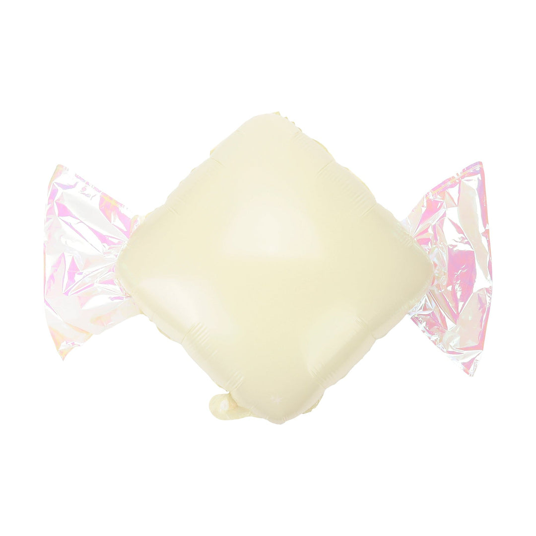 Valentine candy balloons with silver iridescent foil accents and 50 inch coordinating ribbons