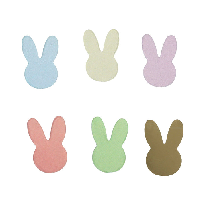 Easter confetti with pastel bunny shaped mylar and fluffy white pom pom tails, 30 grams