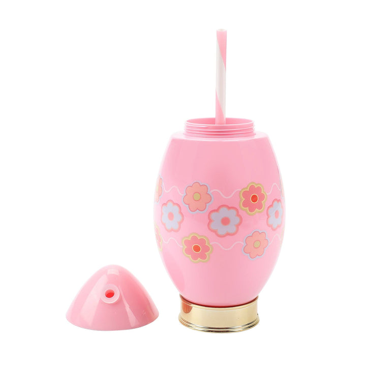 Pink Easter egg sipper with the top removed to show the opening