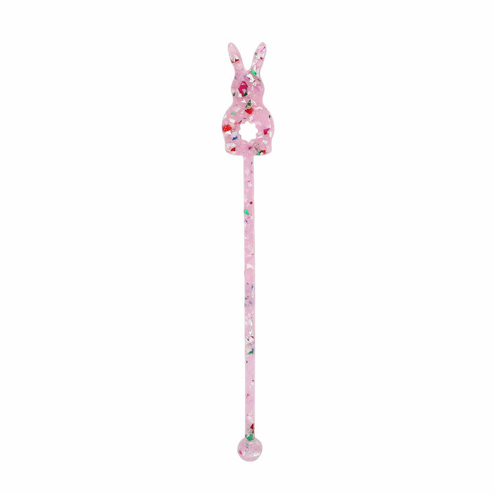 Confetti filled bunny drink stirrers in pink acrylic, set of 4