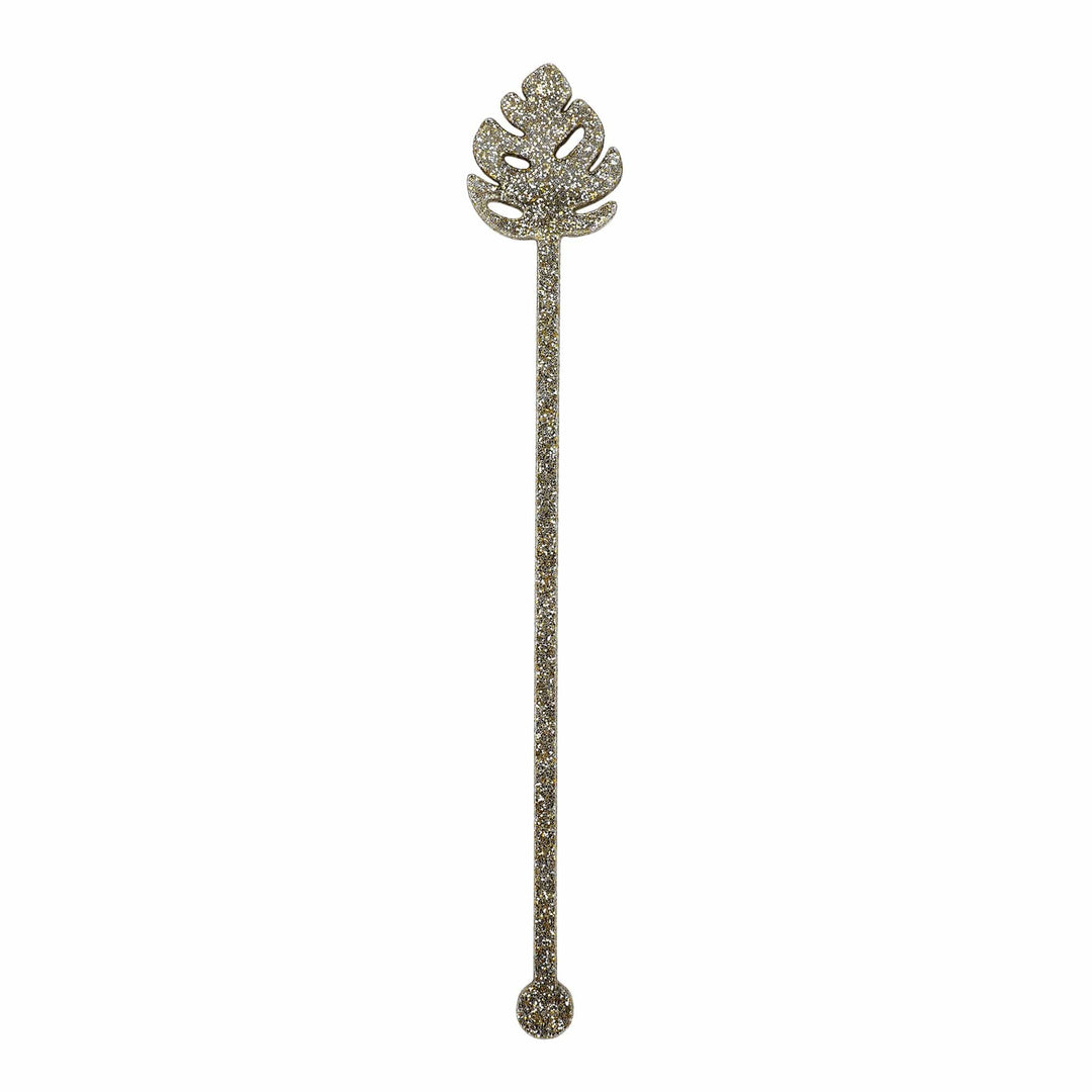 Palm Leaf Glitter Acrylic Drink Stirrers (4 ct)