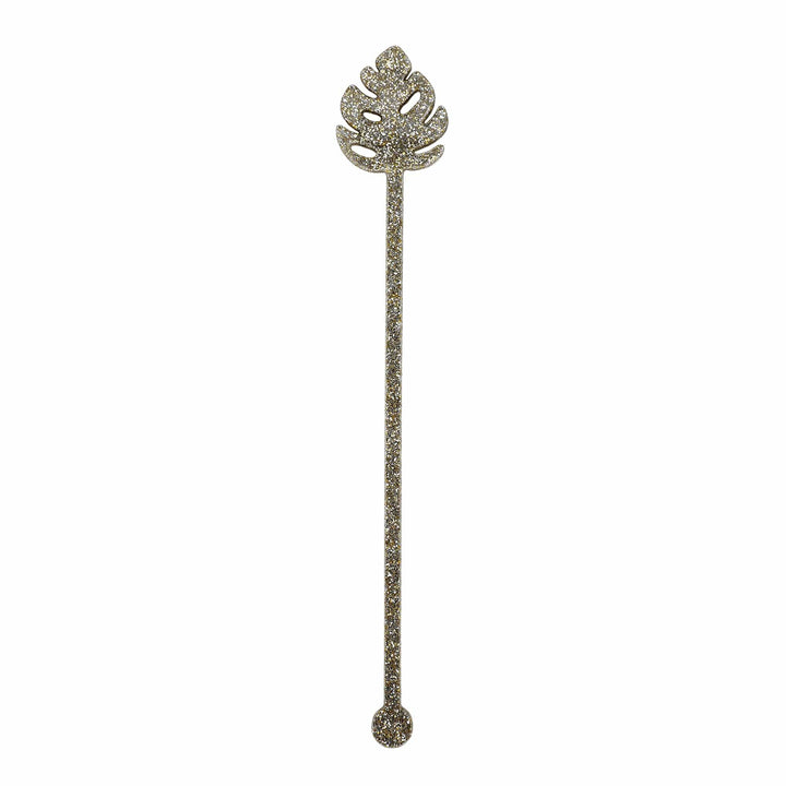 Palm Leaf Glitter Acrylic Drink Stirrers (4 ct)