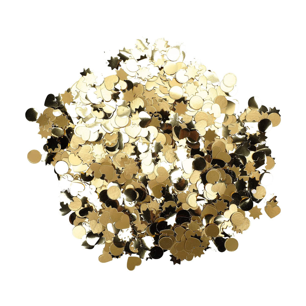 Metallic gold mylar confetti with circle and starburst die cuts