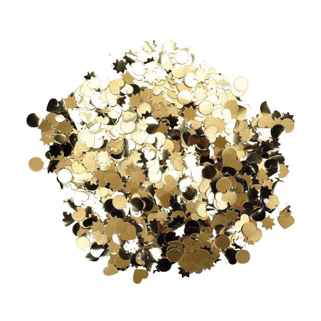 Metallic gold mylar confetti with circle and starburst die cuts