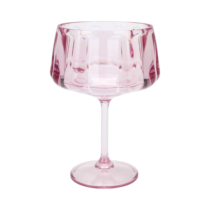 Reusable blush coupe glasses for champagne, cocktails, and layered desserts