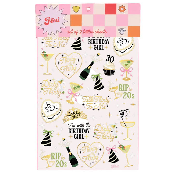 Dirty 30 Bday Tats - 50 temporary tattoos xo, Fetti Temporary Tattoos Dirty 30 Bday Tats - 50 temporary tattoos Bonjour Fete - Party Supplies