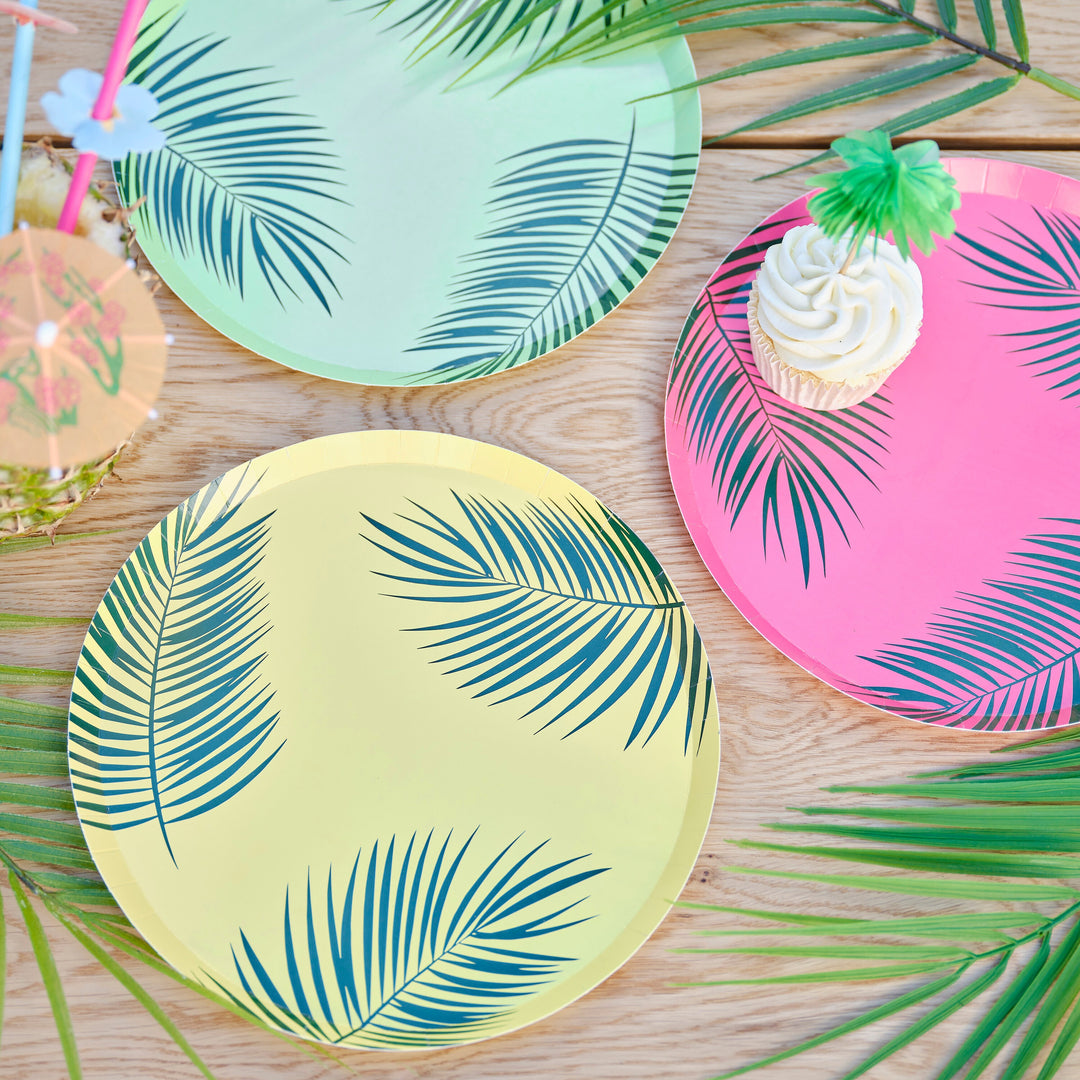PALM LEAF PRINTED PAPER PLATES Ginger Ray UK Bonjour Fete - Party Supplies