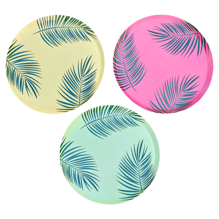 PALM LEAF PRINTED PAPER PLATES Ginger Ray UK Bonjour Fete - Party Supplies