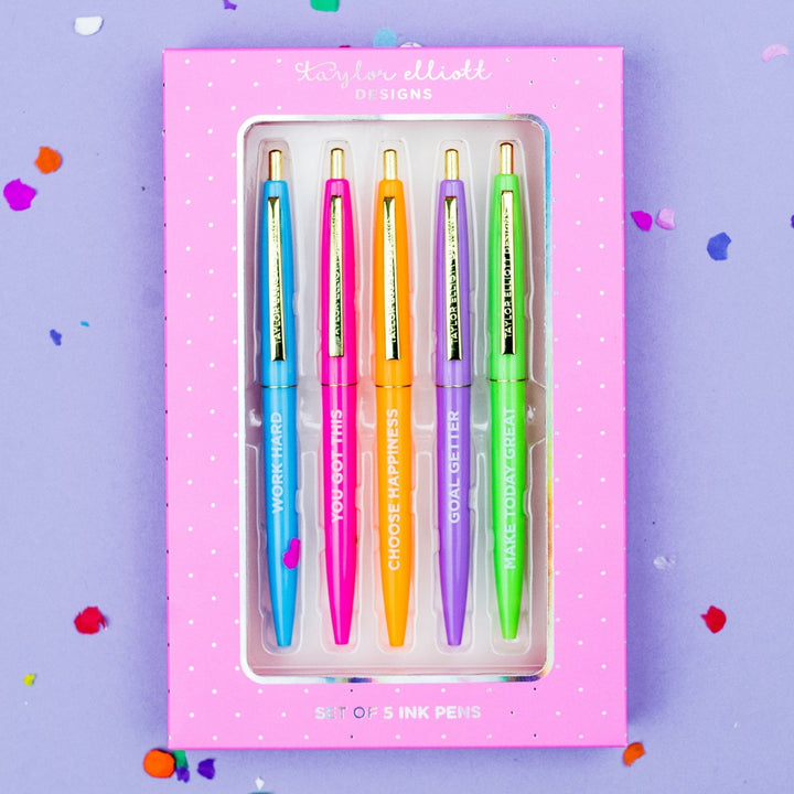 Motivational Pen Set Taylor Elliott Designs 05 - Writing Motivational Pen Set Bonjour Fete - Party Supplies