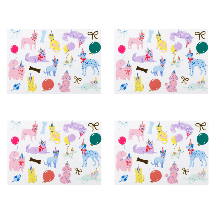Colorful Party Animal Cats and Dogs Temporary Tattoos