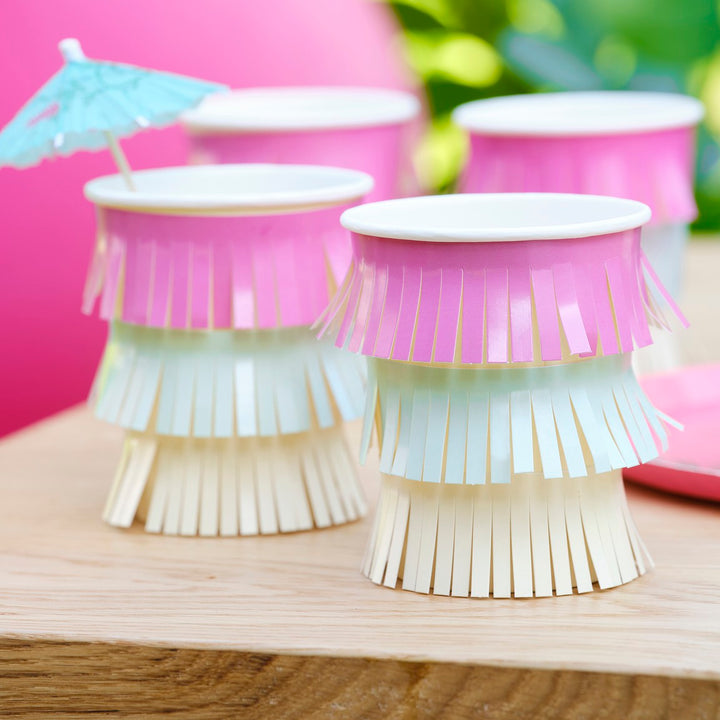 PASTEL FRINGE PARTY CUPS Ginger Ray UK Bonjour Fete - Party Supplies