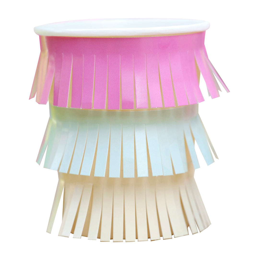 PASTEL FRINGE PARTY CUPS Ginger Ray UK Bonjour Fete - Party Supplies