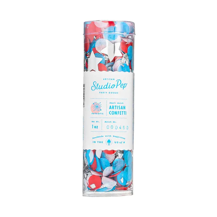 RED WHITE & BLUE PATRIOTIC ARTISAN CONFETTI Studio Pep 1 OUNCE TUBE RED WHITE & BLUE PATRIOTIC ARTISAN CONFETTI Bonjour Fete - Party Supplies