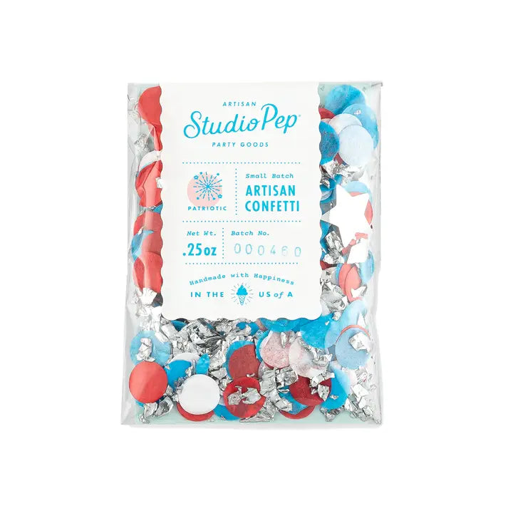 RED WHITE & BLUE PATRIOTIC ARTISAN CONFETTI Studio Pep MINI BAG - 1/4 OZ BAG RED WHITE & BLUE PATRIOTIC ARTISAN CONFETTI Bonjour Fete - Party Supplies