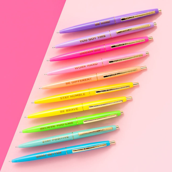 Set of 10 Motivational Pens Taylor Elliott Designs 05 - Writing Set of 10 Motivational Pens Bonjour Fete - Party Supplies