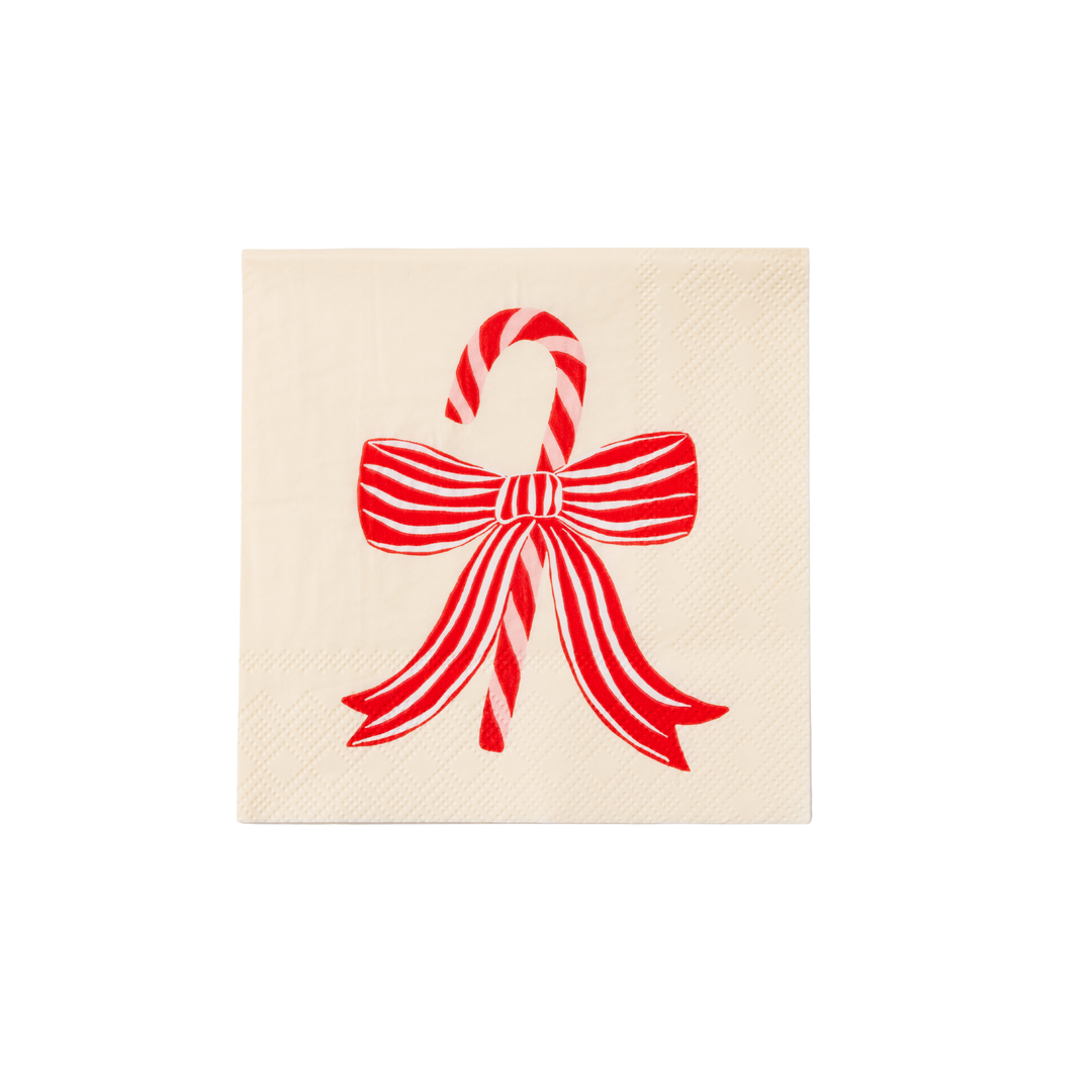 PEPPERMINT BOW COCKTAIL NAPKINS Bonjour Fete Napkins PEPPERMINT BOW COCKTAIL NAPKINS Bonjour Fete - Party Supplies