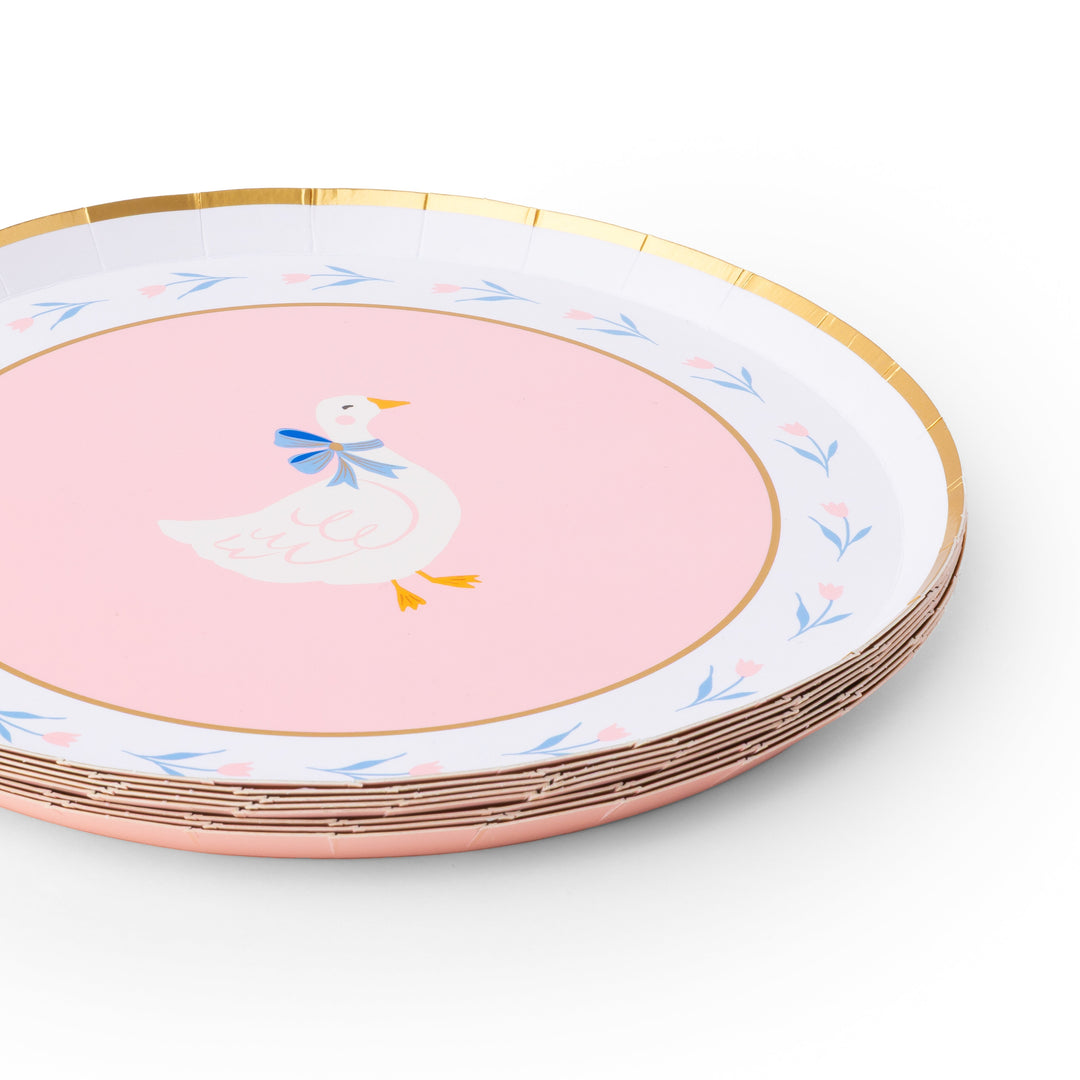 PETAL PINK SWEET GOOSE SMALL PLATES Bonjour Fete Plates PETAL PINK SWEET GOOSE SMALL PLATES Bonjour Fete - Party Supplies