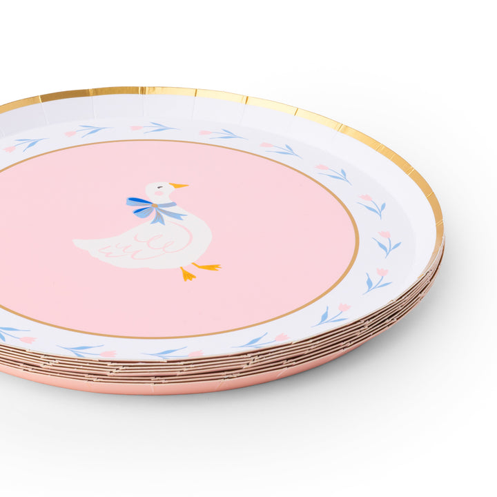 PETAL PINK SWEET GOOSE SMALL PLATES Bonjour Fete Plates PETAL PINK SWEET GOOSE SMALL PLATES Bonjour Fete - Party Supplies