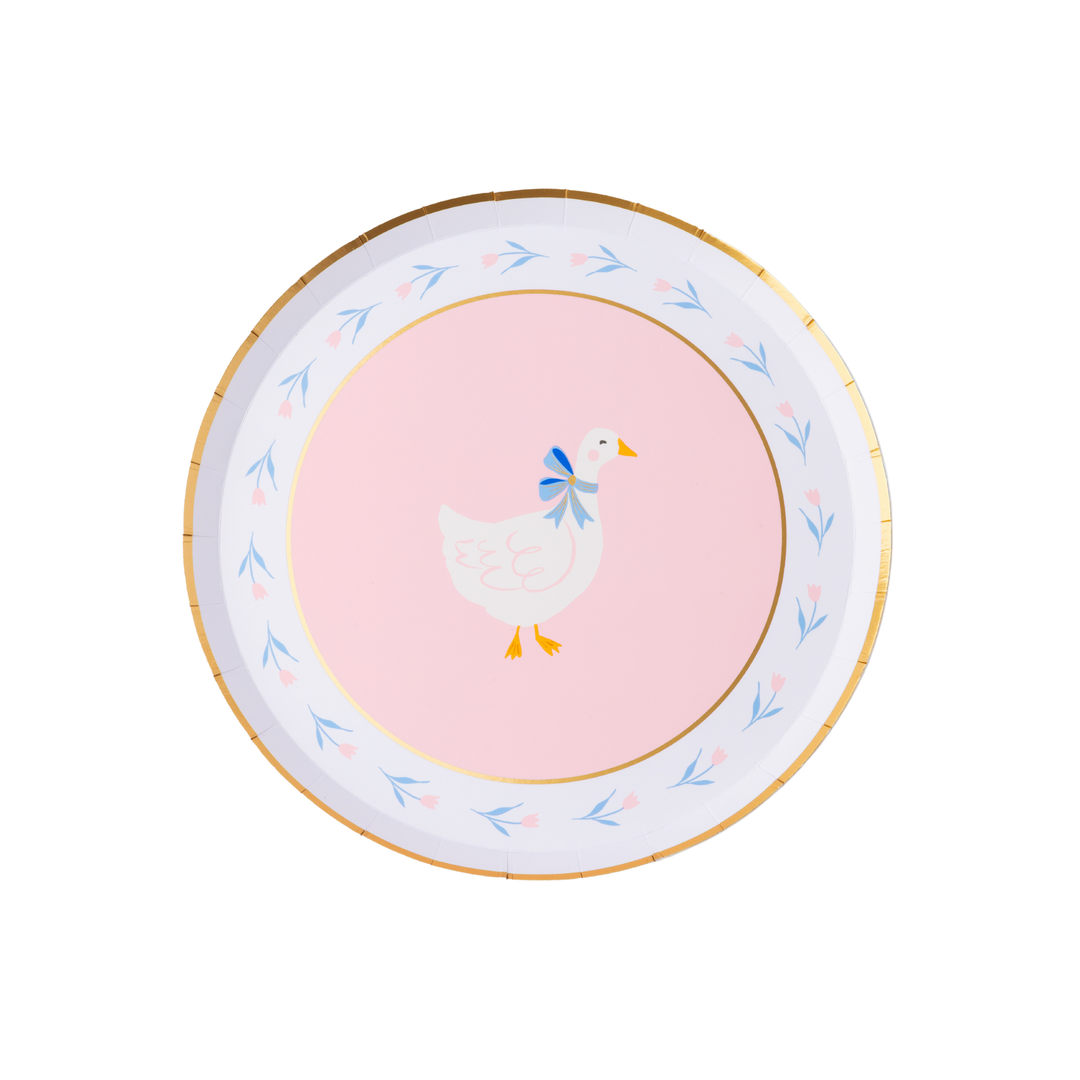 PETAL PINK SWEET GOOSE SMALL PLATES Bonjour Fete Plates PETAL PINK SWEET GOOSE SMALL PLATES Bonjour Fete - Party Supplies