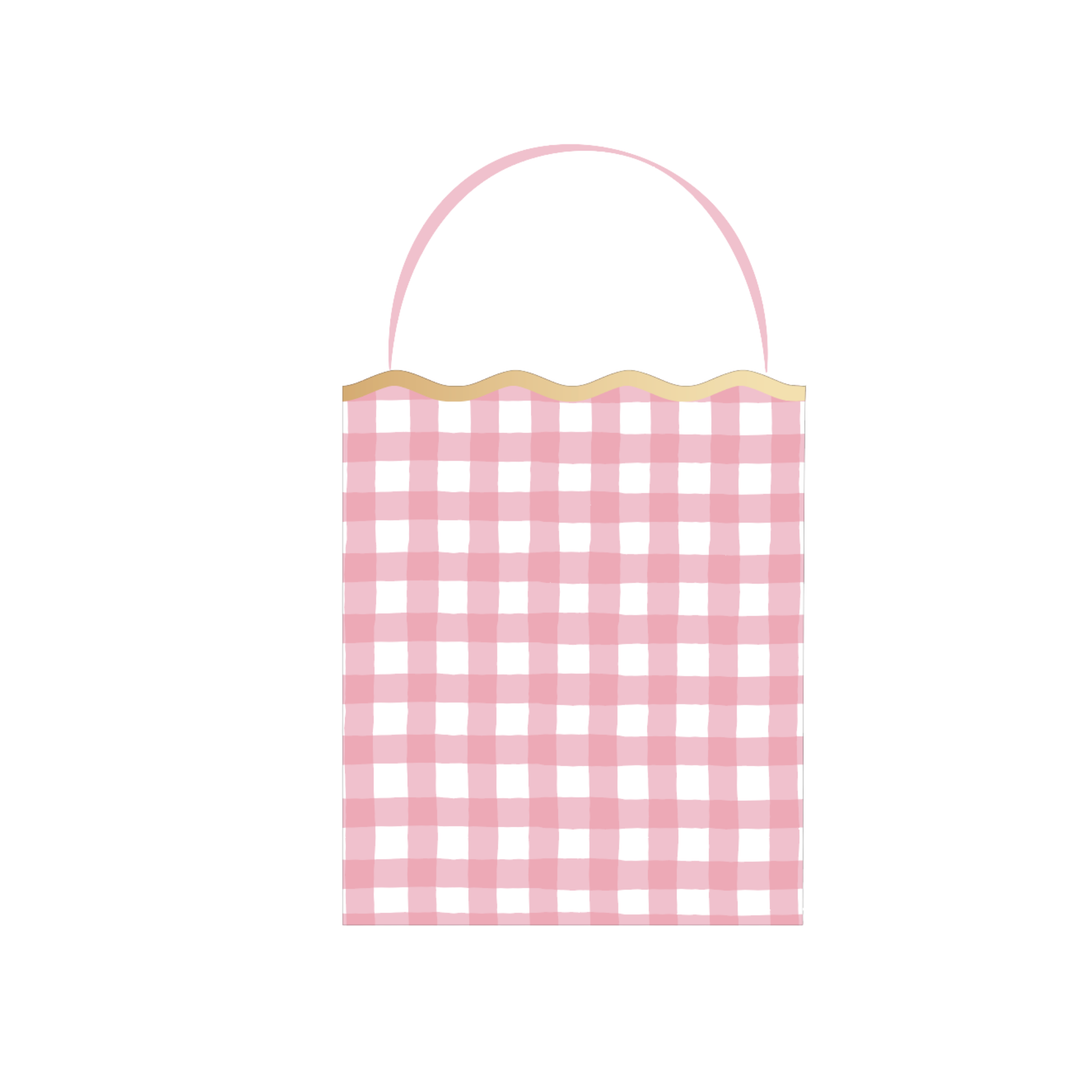 PETAL PINK GINGHAM FAVOR BAGS Bonjour Fête Favor Bags & Boxes PETAL PINK GINGHAM FAVOR BAGS Bonjour Fete - Party Supplies
