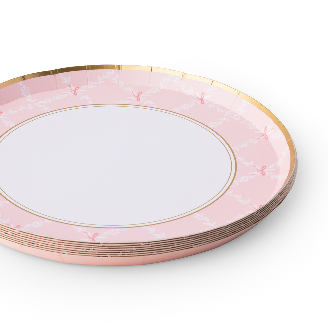 PETAL PINK TRELLIS SMALL PLATES Bonjour Fete Plates PETAL PINK TRELLIS SMALL PLATES Bonjour Fete - Party Supplies