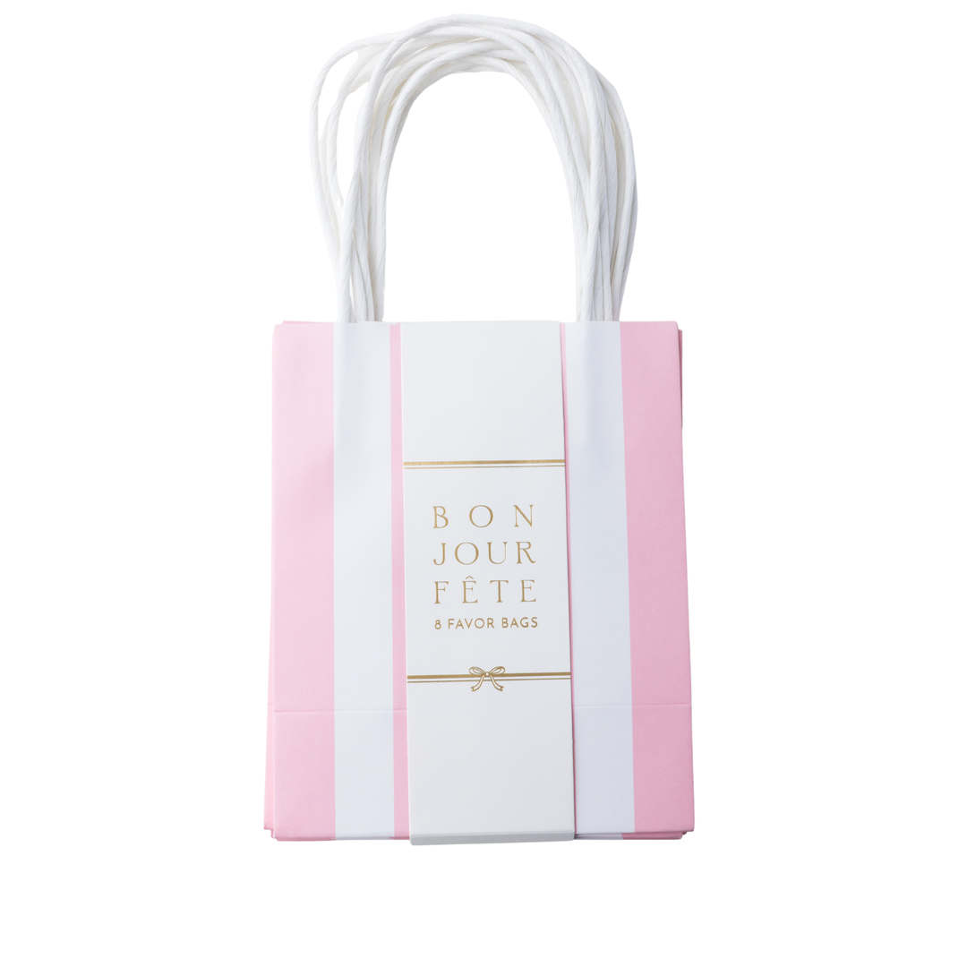 Pink Striped Gift Bag for Parties
