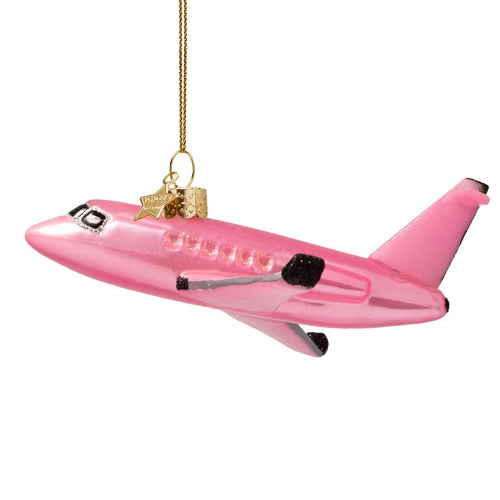 PINK AIRPLANE GLASS ORNAMENT Vondels PINK AIRPLANE GLASS ORNAMENT Bonjour Fete - Party Supplies