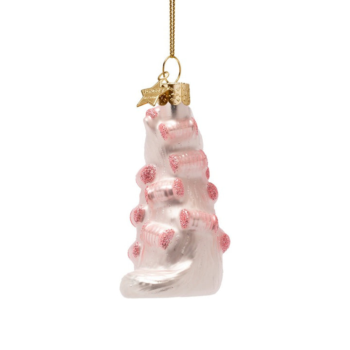 PINK CAT WITH CURLERS GLASS ORNAMENT Vondels PINK CAT WITH CURLERS GLASS ORNAMENT Bonjour Fete - Party Supplies