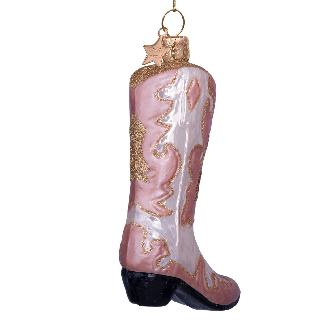 PINK COWBOY BOOT GLASS ORNAMENT Vondels Bonjour Fete - Party Supplies