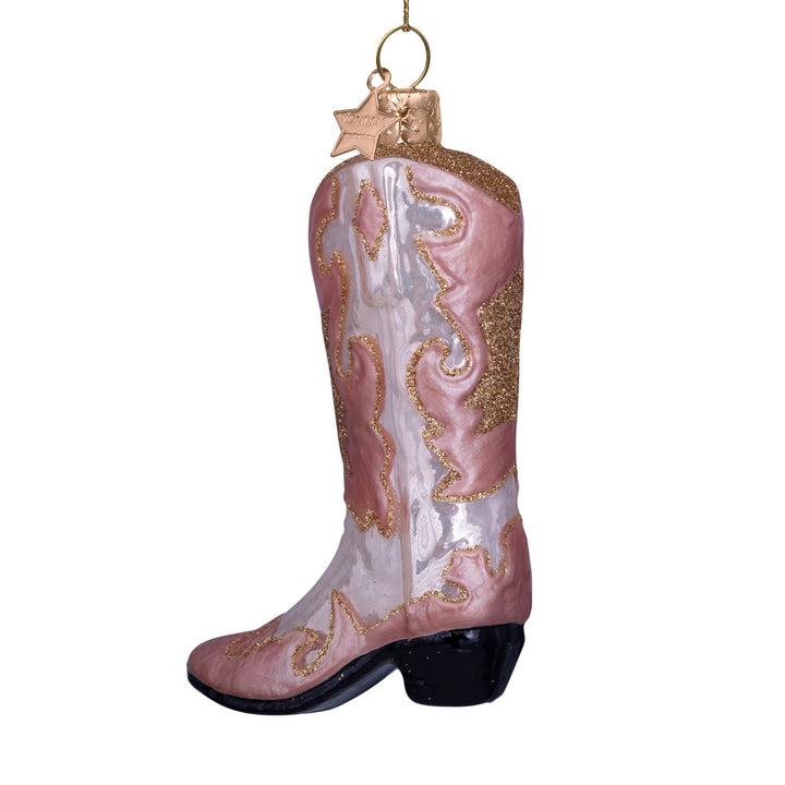 PINK COWBOY BOOT GLASS ORNAMENT Vondels Bonjour Fete - Party Supplies