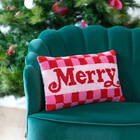 Pink Merry Hook Pillow Bonjour Fete Party Supplies Christmas Holiday Kitchen & Entertaining