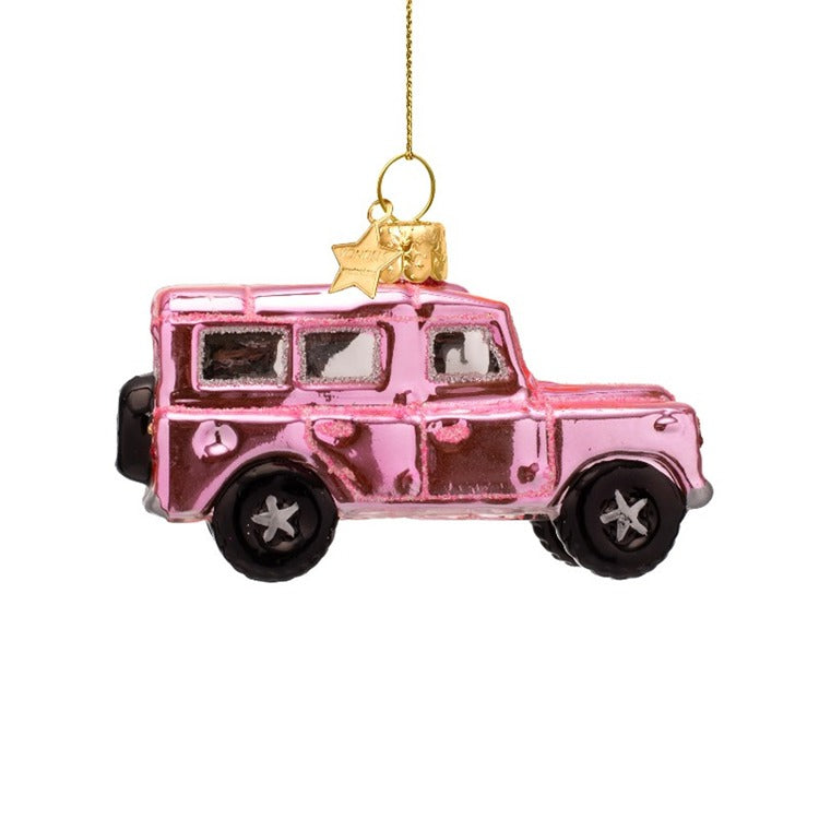 PINK SUV GLASS ORNAMENT Vondels PINK SUV GLASS ORNAMENT Bonjour Fete - Party Supplies