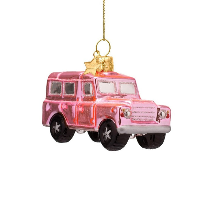 PINK SUV GLASS ORNAMENT Vondels PINK SUV GLASS ORNAMENT Bonjour Fete - Party Supplies