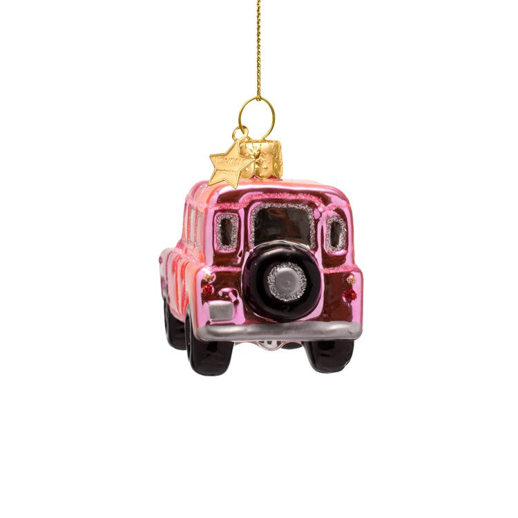 PINK SUV GLASS ORNAMENT Vondels PINK SUV GLASS ORNAMENT Bonjour Fete - Party Supplies
