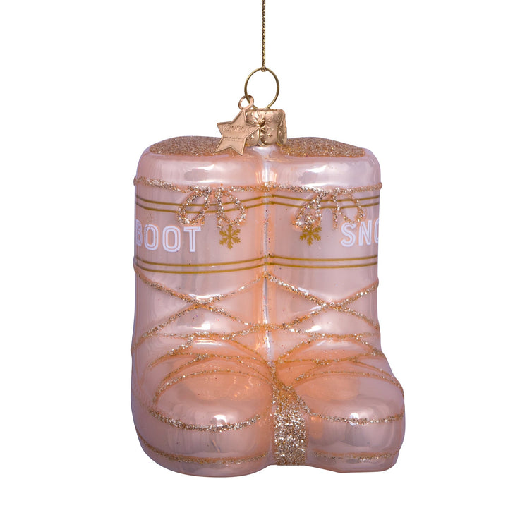 PINK SNOW BOOTS GLASS ORNAMENT Vondels Bonjour Fete - Party Supplies