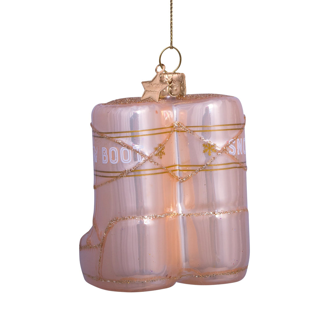 PINK SNOW BOOTS GLASS ORNAMENT Vondels Bonjour Fete - Party Supplies
