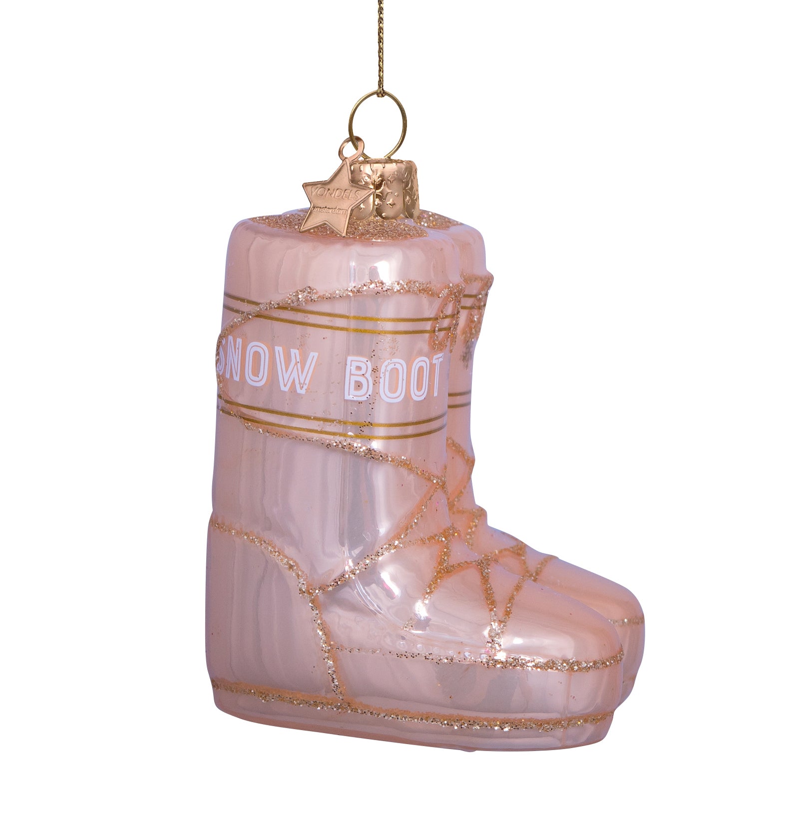 PINK SNOW BOOTS GLASS ORNAMENT Bonjour Fete