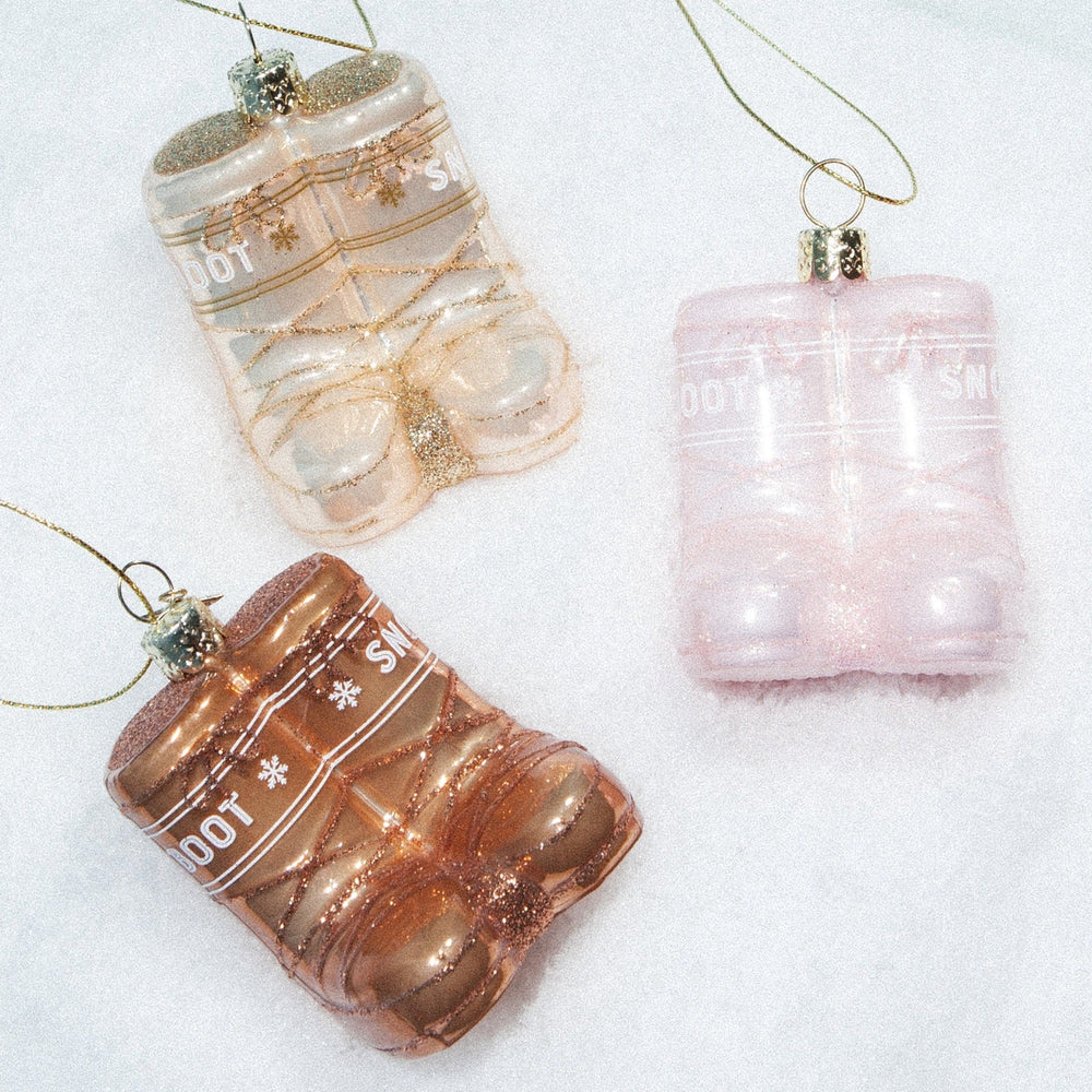 PINK SNOW BOOTS GLASS ORNAMENT Vondels Bonjour Fete - Party Supplies