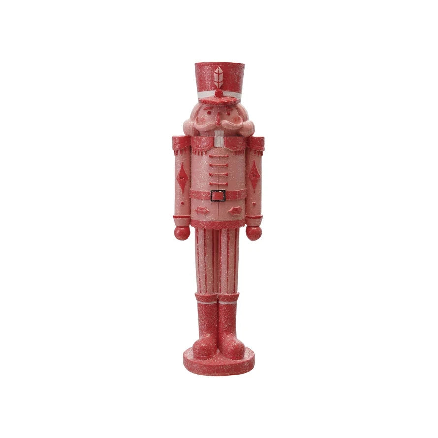 PINK & RED NUTCRACKER WITH GLITTER DETAIL Creative Co-op PINK & RED NUTCRACKER WITH GLITTER DETAIL Bonjour Fete - Party Supplies