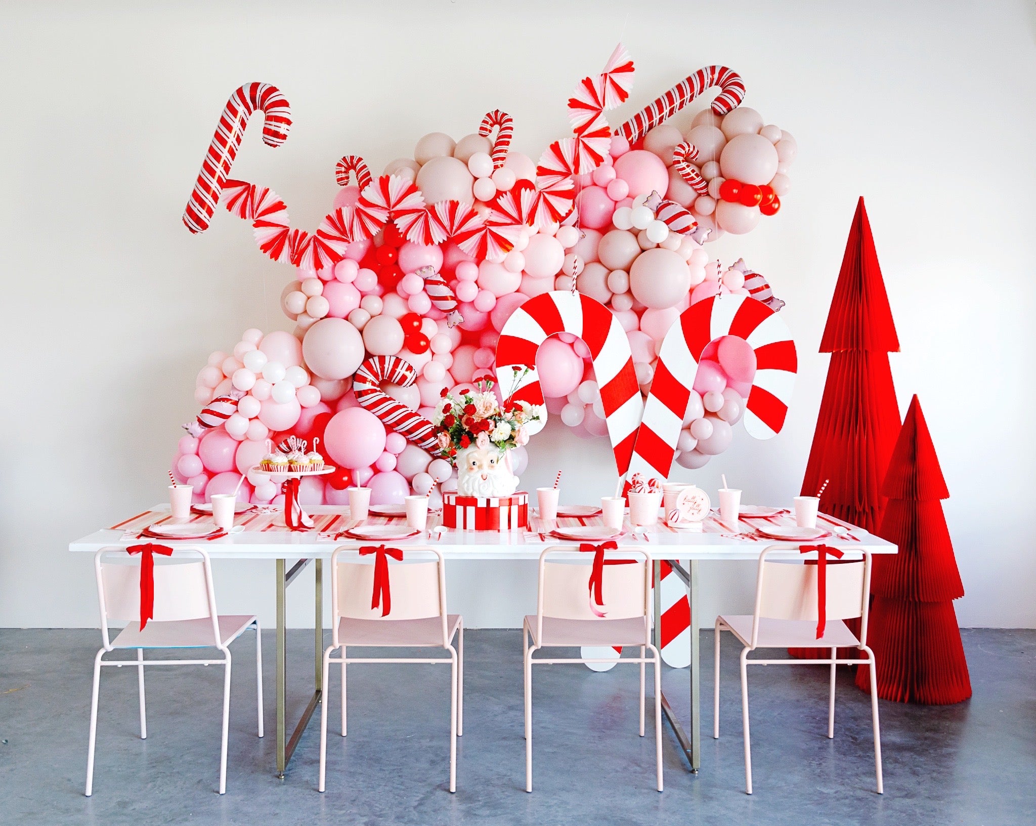 Pink Christmas Peppermint Party Pink Red Bonjour Fete christmas party supplies christmas party decorations