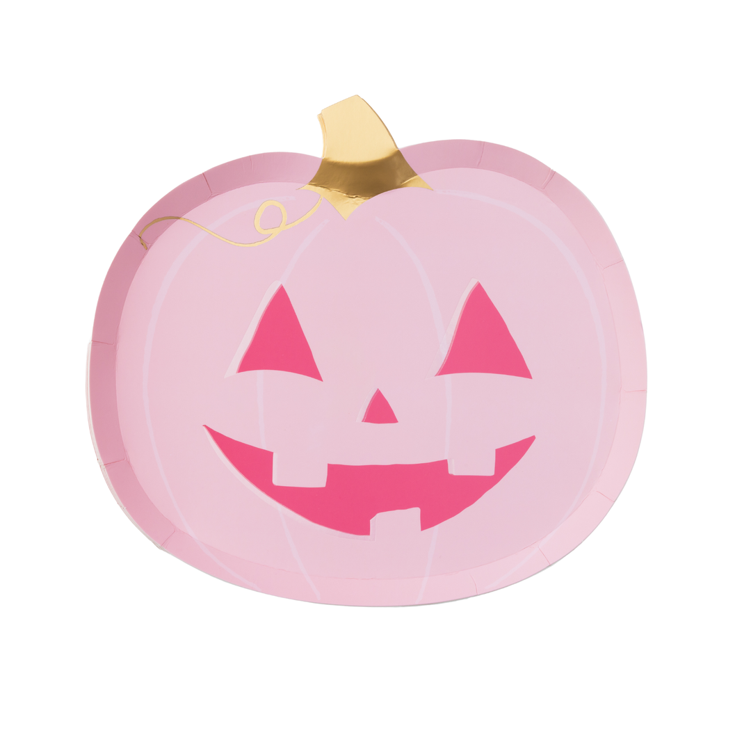 PINK JACK-O-LANTERN SMALL PLATES Bonjour Fete Plates PINK JACK-O-LANTERN SMALL PLATES Bonjour Fete - Party Supplies