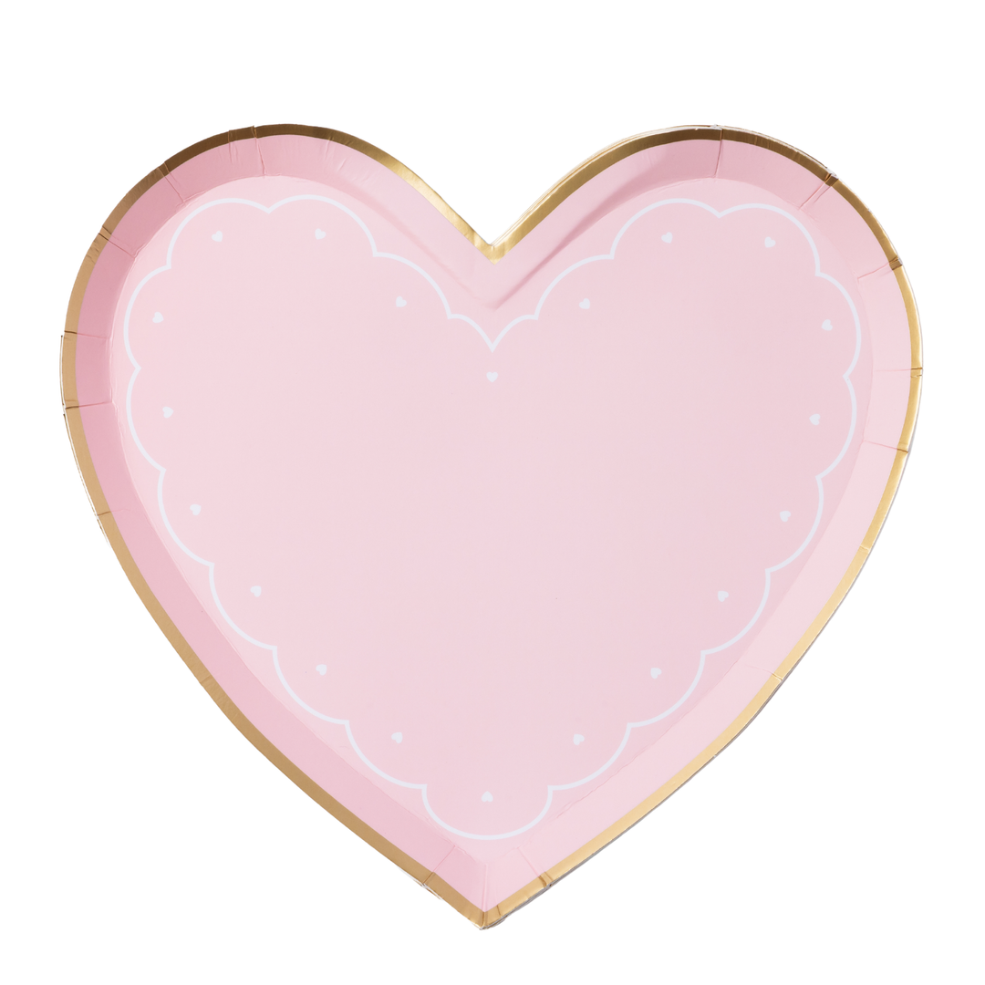 PINK VALENTINE HEART PLATES Bonjour Fete Plates PINK VALENTINE HEART PLATES Bonjour Fete - Party Supplies