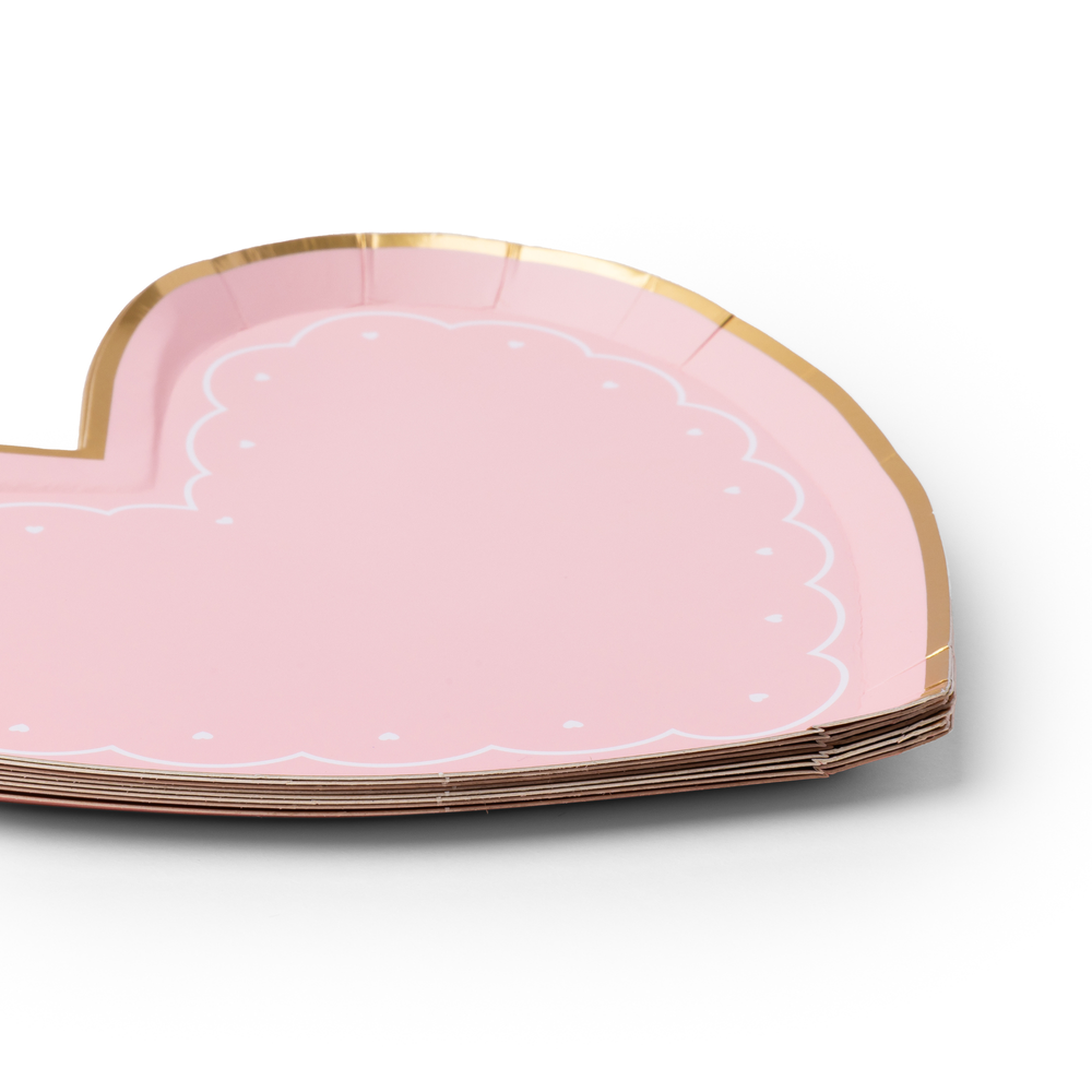 PINK VALENTINE HEART PLATES Bonjour Fete Plates PINK VALENTINE HEART PLATES Bonjour Fete - Party Supplies