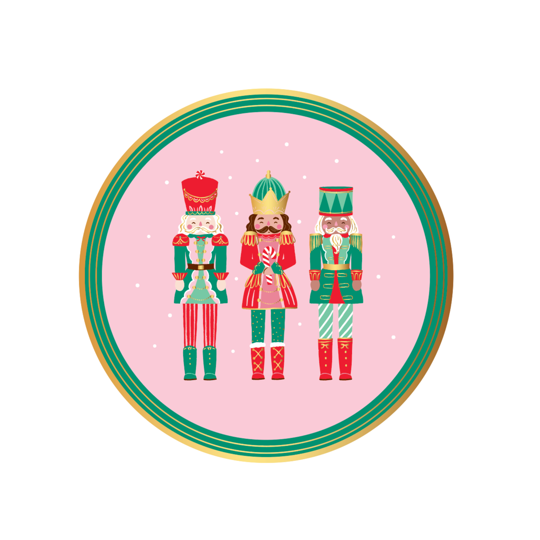 PINK NUTCRACKER DESSERT PLATES Bonjour Fete Plates PINK NUTCRACKER DESSERT PLATES Bonjour Fete - Party Supplies