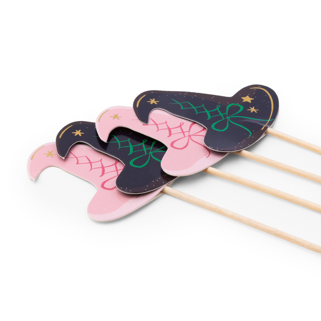 PINK & BLACK WITCH HAT CUPCAKE TOPPERS Bonjour Fete Cake Topper PINK & BLACK WITCH HAT CUPCAKE TOPPERS Bonjour Fete - Party Supplies