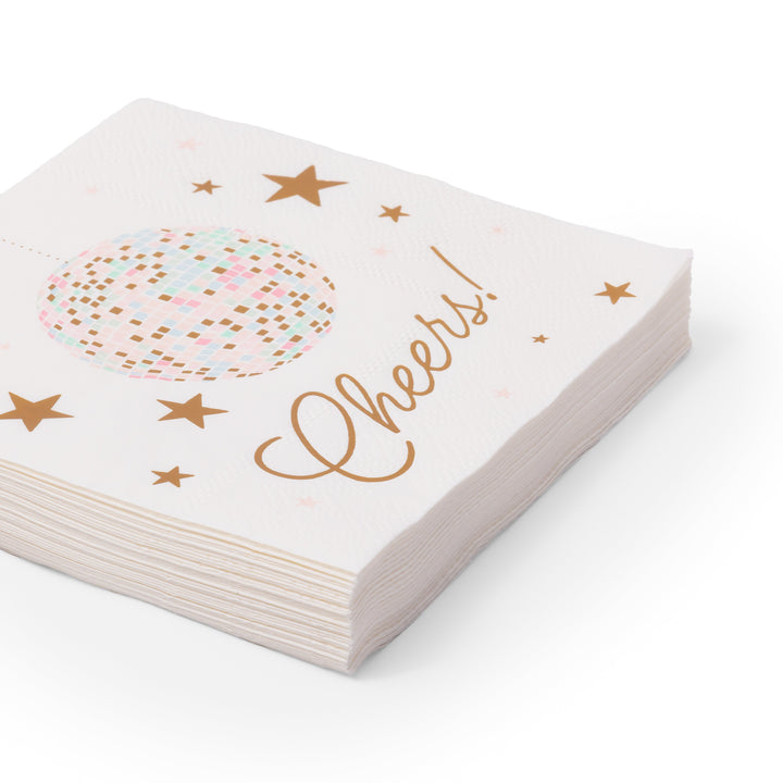 PINK DISCO BALL COCKTAIL NAPKINS Bonjour Fete Napkins PINK DISCO BALL COCKTAIL NAPKINS Bonjour Fete - Party Supplies