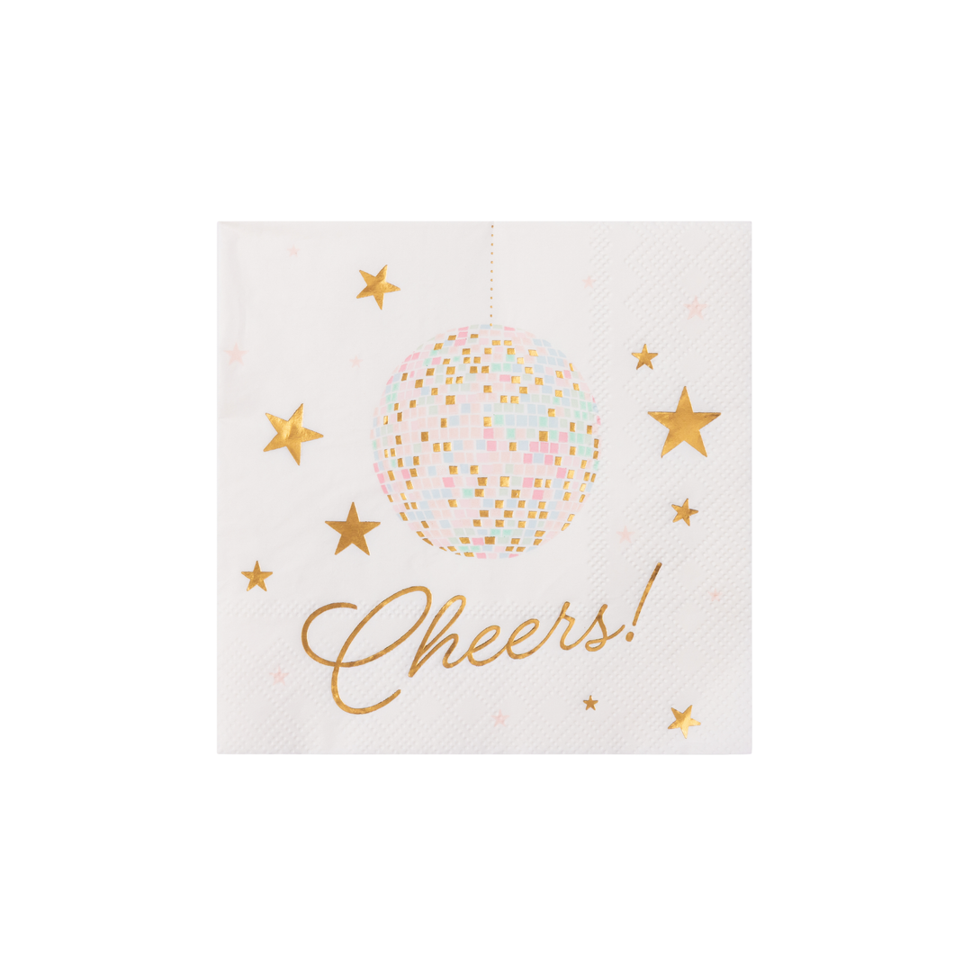 PINK DISCO BALL COCKTAIL NAPKINS Bonjour Fete Napkins PINK DISCO BALL COCKTAIL NAPKINS Bonjour Fete - Party Supplies