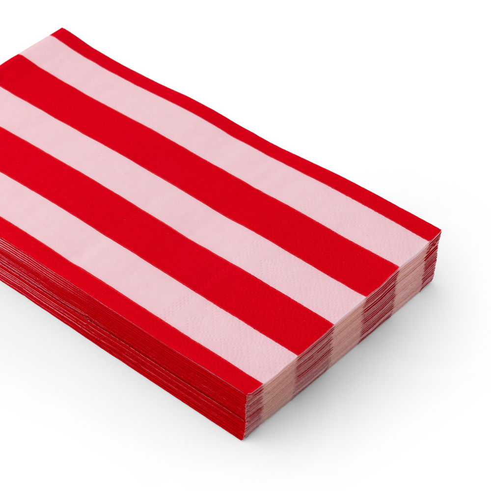 PINK & RED SIGNATURE CABANA STRIPE GUEST TOWELS Bonjour Fete Napkins PINK & RED SIGNATURE CABANA STRIPE GUEST TOWELS Bonjour Fete - Party Supplies