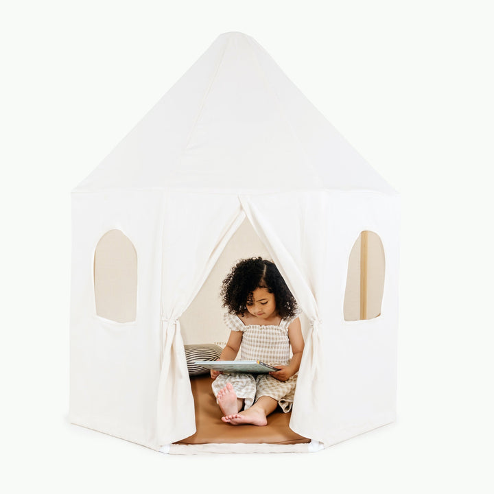 Child playing inside the Gathre kids' play tent.