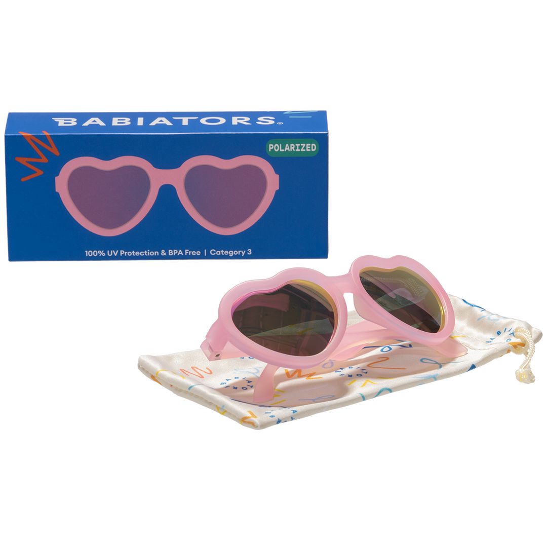 Frosted Pink Heart | Polarized Purple Mirrored Lenses Babiators Sunglasses Sunglasses Frosted Pink Heart | Polarized Purple Mirrored Lenses Bonjour Fete - Party Supplies